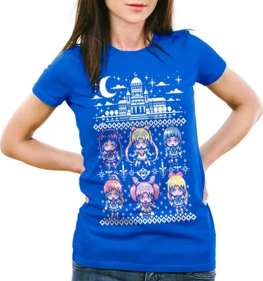 Produktbild von style3 Moon Pixel Christmas Sweater Damen T-Shirt sailor ugly pulli weihnachtspullover, Größe:S