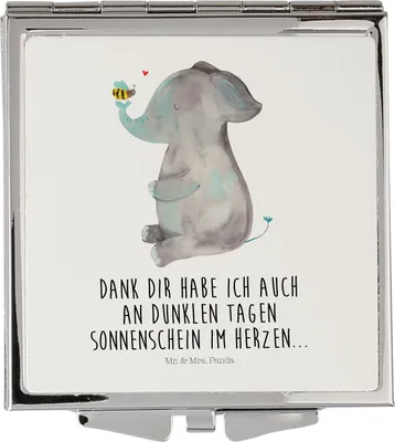 Produktbild von Mr. & Mrs. Panda Schminkspiegel Elefant Biene - Weiß - Geschenk, Kosmetikspiegel, Klappbarer Spiegel, Hochzeitsgeschenk, Liebe, Liebesspruch, Liebesbeweis, Kleiner
