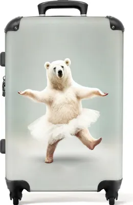 Produktbild von NoBoringSuitcases.com® Großer Koffer - Eisbär - Tutu - Weiß - Porträt - Tiere - Kinder - Kombinationsschloss TSA - Hartschalen Trolley 4 Rollen - 72 liter - Reisekoffer - 66 cmKoffer Mittelgroß 67x43x25 cm, 72L,