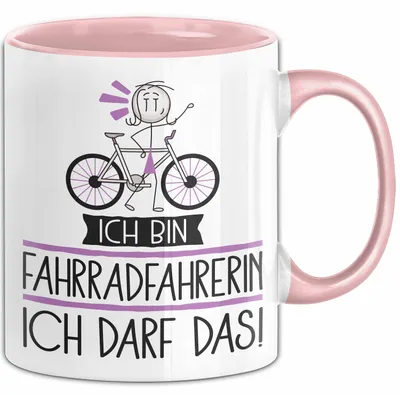 Produktbild von Geschenk für Fahrradfahrerin Tasse Lustige Geschenkidee Geburtstag Ich Bin Fahrradfahrerin Ich Darf Das (Rosa)
