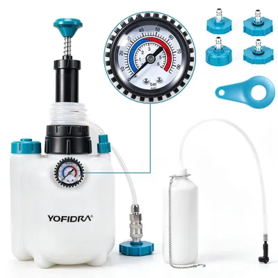 Produktbild von YOFIDRA Manuelle Ölabsaugpumpe,Befüllgerät 3 L, Manometer 0‑5 Bar, 4 Universal‑Adapter,Handpumpe‑Set Für Bremsflüssigkeitswechsel Pkw