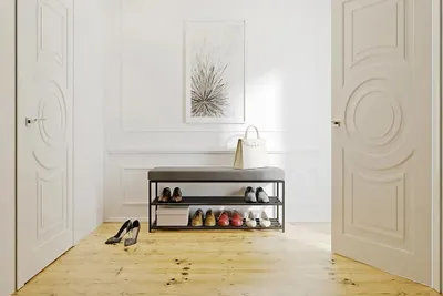 Produktbild von Schuhregal mit Bank, moderne Sitzgelegenheit für den Flur „Gina“ 90 x 30 cm