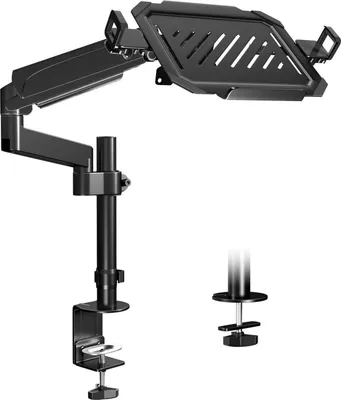 Produktbild von Monitor Arm mit Laptop Halterung für 17-32 Zoll Bildschirme & bis zu 17 Zoll Notebooks, Höhenverstellung, Neigen, Schwenken & Drehen