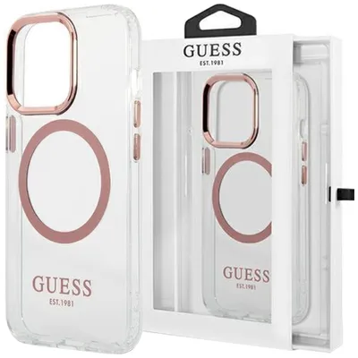 Produktbild von Guess Guhmp13Lhtrmp Iphone 13 Pro / 13 6,1"" Różowy/Pink Hartes Etui Metall Kontur Magsafe