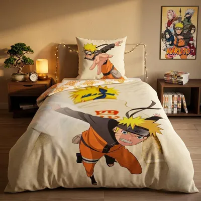Obrázek produktu pro Sada povlečení s motivem Naruto, rozměr 140 x 200 cm, vyrobená ze 100% bavlny