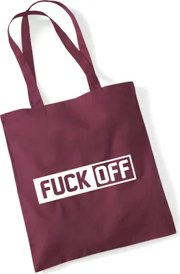 Produktbild von Huuraa Jutebeutel Fuck Off Schriftzug 10 Liter Burgundy Baumwolle Tasche Geschenkidee