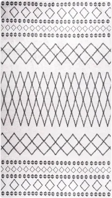 Produktbild von The Living Store Teppich Waschbar Schwarz und Weiß 190x300 cm Rutschfest