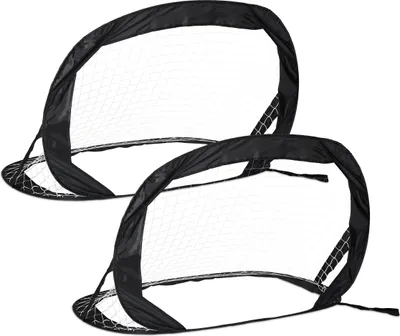 Produktbild von Relaxdays Pop Up Tore 2er Set, faltbare Fußballtore für den Garten, HBT: 80x120x85 cm, Kindertore mit Tasche, schwarz