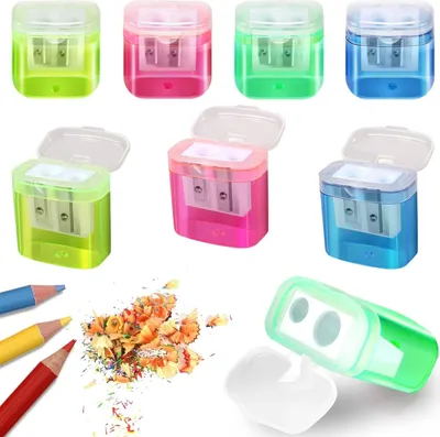 Produktbild von Spitzer mit Dose - 8 Stück Anspitzer für Dicke und Dünne Stifte, Doppelloch-Bleistiftspitzer mit Behälter, 4 Farben, Ideal für Kinder und Erwachsene, Praktischer Dosenspitzer für Schule, Büro und Zuha