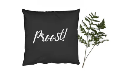 Produktbild von MuchoWow® Zierkissen Sofakissen Wohnzimmer Dekokissen 60x60 cm Zitate - Prost! - Sprichwörter - Trinken - Sitzfläche - Foto Polster