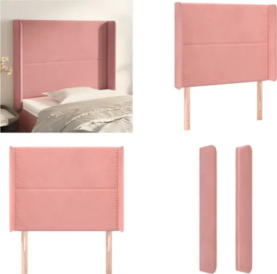 Produktbild von vidaXL Kopfteil mit Ohren Rosa 103x16x118/128 cm Samt - Kopfteil - Kopfteile - Bett-Kopfteil - Bettkopfteil