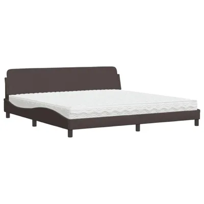 Produktbild von vidaXL Bett mit Matratze "Dover" Dunkelbraun 200x200 cm Stoff