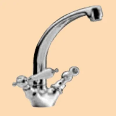 Produktbild von Demm Waschtischarmatur Zweigriff Etros Griff weiß lackiert chrom 2180 085 x 180, 08545.003.C