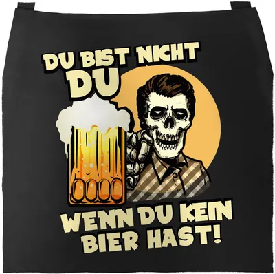 Produktbild von Grill-Schürze für Männer mit Spruch Du bist nicht du wenn du kein Bier hast Baumwoll-Schürze Grillen Barbecue BBQ Moonworks® schwarz unisize
