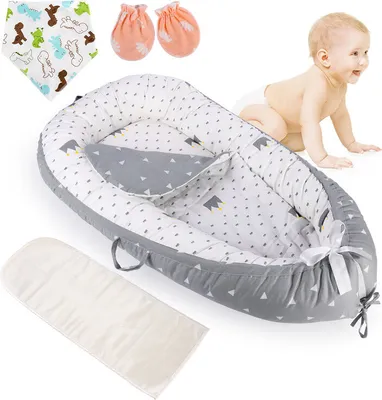 Image de 3 elements set-Baby Nestchen,crachoirs, gants, Baby Nestchen für neugeborene Jungen und Mädchen, Kleine Krone