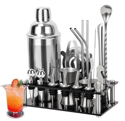 Cocktailset 20-teilig, Edelstahl, mit Shaker und Zubehör