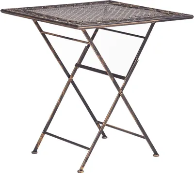 Produktbild von BELIANI Gartentisch Schwarz Metall Quadratisch Klappbar 70 x 70 cm Balkon Terrasse Garten Romantisch