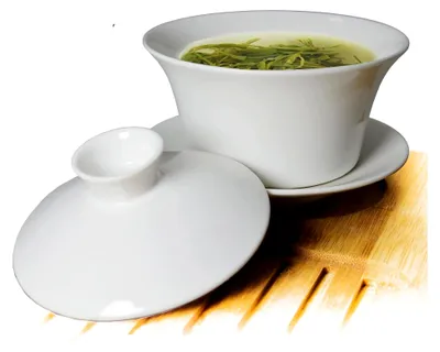 Produktbild von Traditionelles Gaiwan-Teeservice mit Deckel und Untertasse, klassisch, weiß, Porzellan-Teetassen, 284 ml