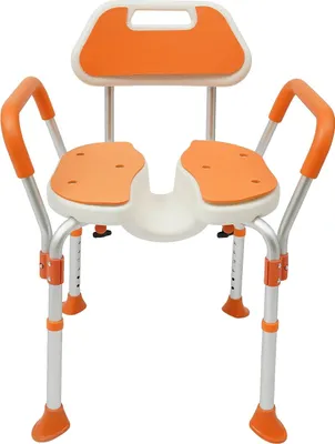 Produktbild von Duschstuhl, verstellbare Höhe, rutschfeste Sicherheitsmerkmale, Orange