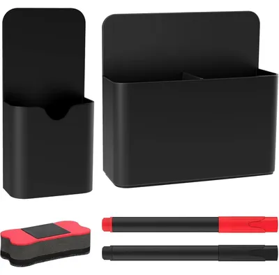 Productafbeelding van Magnetische stifthouder, 2 stuks, whiteboard, spons, markers, zwarte set