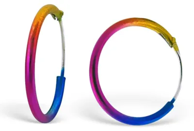 Produktbild von Creolen „Regenbogen“: bunte Ohrringe aus Silber (16 mm)