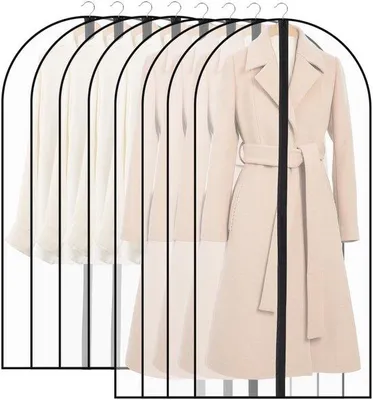 Produktbild von Kleiderkast 8-teilig, 60/100x120cm, transparent, Reißverschluss, für Abendkleider, Hemden, aufbewahrungsbox (schwarz)