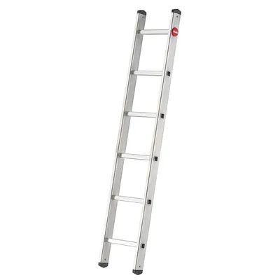 Produktbild von Hailo S60 ProfiStep UNO Anlegeleiter - Leiter 6 Sprossen - Alu Sprossenleiter mit 2 Tatzenfüßen - belastbar bis 150kg - Aluminium Leiter  Germany - Sprossen Anlegeleiter rostfrei - Silber
