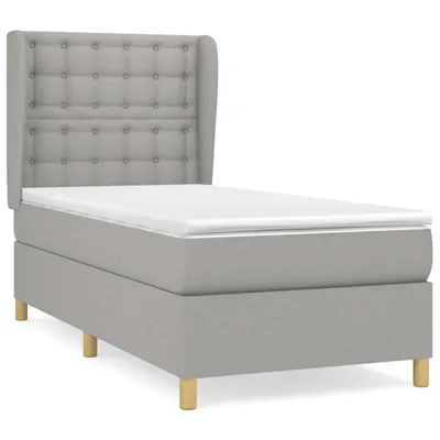 Obrázok produktu pre Posteľný rám boxsping s matracom bledosivý 90x200 cm látka