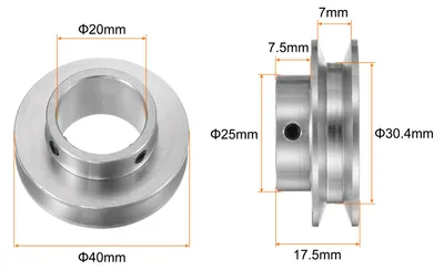 Produktbild von Einzelrillen Riemenscheibe Keilriemenscheibe 20mm feste Bohrung 40mm Au?endurchmesser Aluminiumlegierung mit Sechskantschlš¹ssel fš¹r Bohrmaschine 6mm PolyurethanRundriemen
