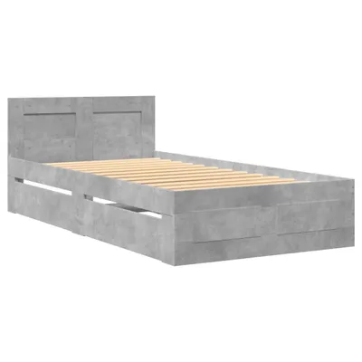 Produktbild von Bettgestell mit Kopfteil Betongrau 75x190 cm Holzwerkstoff