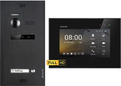 Produktbild von BALTER EVO HD Unterputz Schwarz 2-Draht 1x 7" Schwarz Video Türsprechanlage Set für 1 Familienhaus