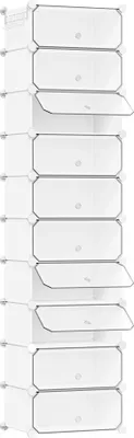 Produktbild von Schuhaufbewahrung - Schuhschrank mit 10 Schubladen - Stapelbar - Polypropylen - Selbstmontage - 30×40×170 cm - Größe L - Weiß