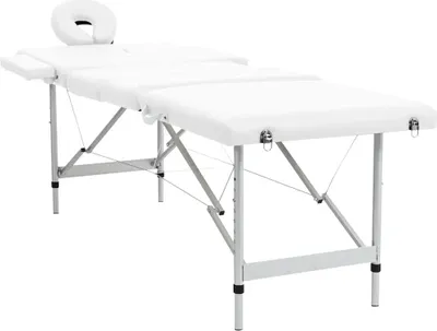 Produktbild von vidaXL Massagetisch mit Aluminiumrahmen, faltbar 4 Zonen Creme-Weiß