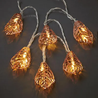 Produktbild von Lichterkette LED Deko Beleuchtung Motiv Blätter Kupfer Innen 6h-Timer Batterie