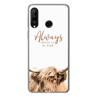Produktbild von MuchoWow® Handyhülle Schutzhülle Hülle für Huawei P30 Lite Schottischer Highlander - Zitate - Weiß Silikon Softcase Handy Hülle - Handyhülle
