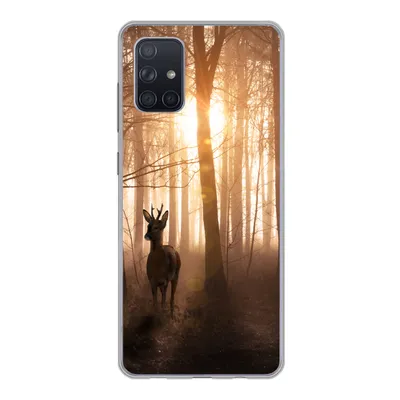 Produktbild von MuchoWow® Handyhülle Schutzhülle Hülle für Samsung Galaxy A51 5G Wald - Hirsche - Sonne - Bäume - Winter - Natur - Tiere Silikon Softcase Handy Hülle - Abbildung