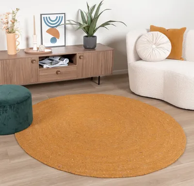 Produktbild von Volero - Wollteppich Rund - Wise Gelb Orange 378 - Ø 180 cm - Wohnzimmer, Esszimmer, Schlafzimmer - Ländlich, Skandinavisch
