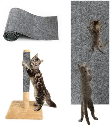Produktbild von Unyqoos® Selbstklebende Katzenkratzmatte, lichtgrau – Vliesstoff & Polyester, zuschneidbar, rutschfest, Möbelschutz gegen Kratzer
