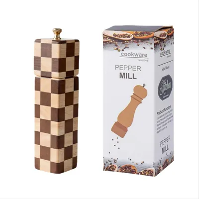 Obrázok produktu pre Mlynček na korenie INF Chessboard 20cm - ručne vyrábaný keramický mlynček na korenie