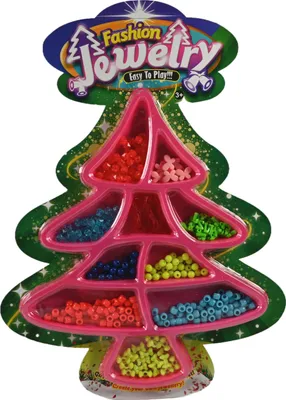 Produktbild von XXL Perlen-Set im Weihnachtsbaum-Koffer - Schmuck basteln für Kinder - Kreatives Geschenk