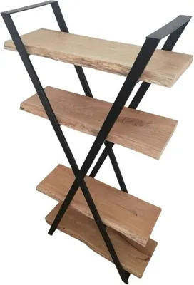 Image de Bibliothèque 100x40x200cm, étagère en bois naturel, bibliothèque, bord d'arbre/bord naturel