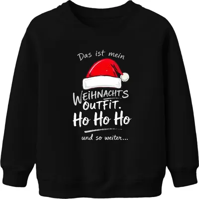 Obrázek produktu pro Tohle je můj vánoční outfit Ho Ho Ho Vánoční čepice Father Christmas uni dětská mikina svetr, černá, 152