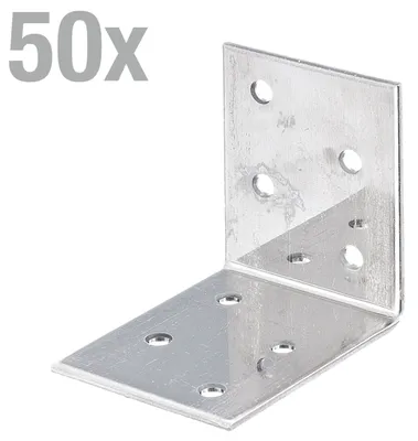 Zdjęcie produktu dla Alberts 836344 Łączniki kątowe, stal nierdzewna, 50 x 50 x 40 mm, zestaw 50 sztuk