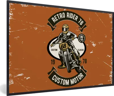 Produktbild von MuchoWow® MuchoWow® Gerahmtes Poster Motorrad - Retro - Zitat 30x20 cm - Poster mit zchwarzem Bilderrahmen - Kunstdruck - Bild-Poster