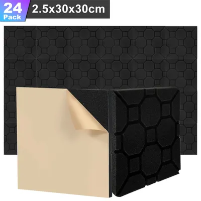 Produktbild von Eikuavons 24 Stück Akustikschaumstoff Akustikschaum Matten 30 x 30 x 2.5cm Schalldämmmatten zur effektiven Schaumstoff Fliesen Würfelprofil Schwarz
