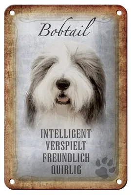 Produktbild von Blechschild Spruch 12x18cm Bobtail Hund verspielt Schild