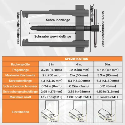 Produktbild von Abzieher 20-85 mm, Stahl, 1 Stück, für Wartung