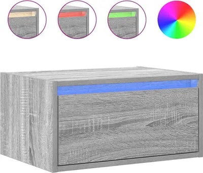 Obrázek produktu pro vidaXL Nástěnný noční stolek s LED světly Grey Sonoma