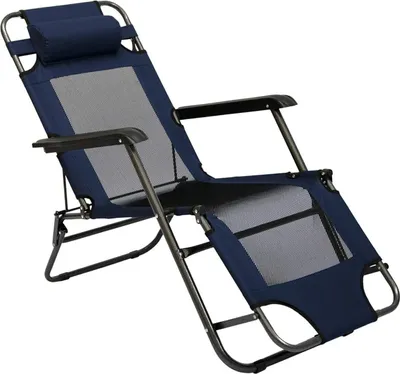Produktbild von Liegestuhl 153x60cm Gartenliege Sonnenliege Campingliege inkl. Nackenstütze Blau
