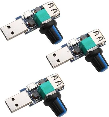 Produktbild von Set aus 3 Mini-USB-Lüftern mit Sturmfreiheit und Schalter
